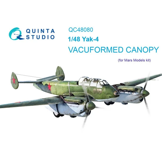 Quinta studio's QC48080 - 1/48 Vacuformed clear canopy for Yak-4 (Mars Models kit)