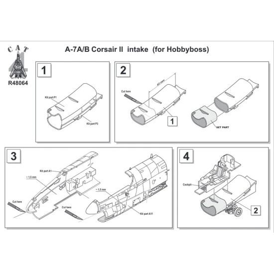 CAT4 R48064 - 1/48 - A-7A/B Corsair II intake (for Hobbyboss)