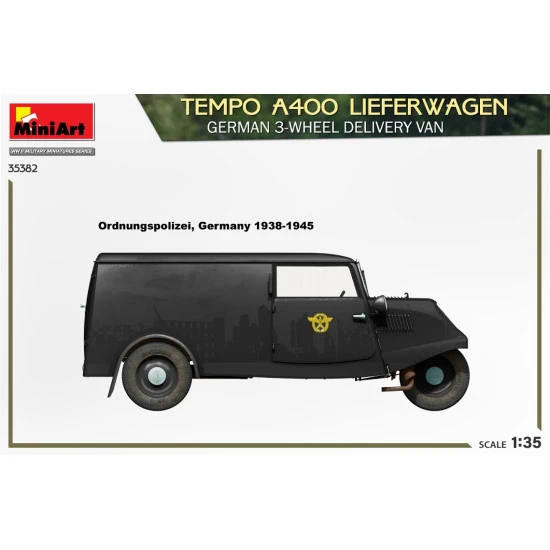 Miniart 35382 - 1/35 TEMPO A400 LIEFERWAGEN. GERMAN 3-WHEEL DELIVERY VAN