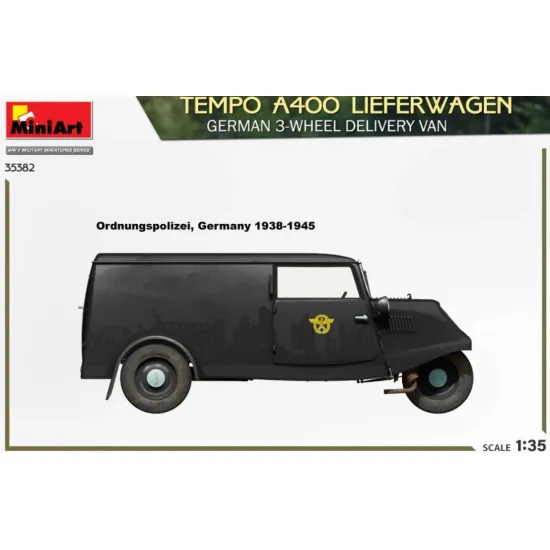 Us Stock Miniart 35382 - 1/35 Tempo A400 Lieferwagen. German 3-wheel Delivery Van