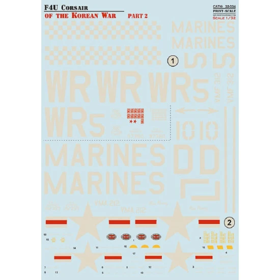Print Scale 32-034 - 1/32 F4U Corsair in Korean War Part 2 NEW decal aircraft