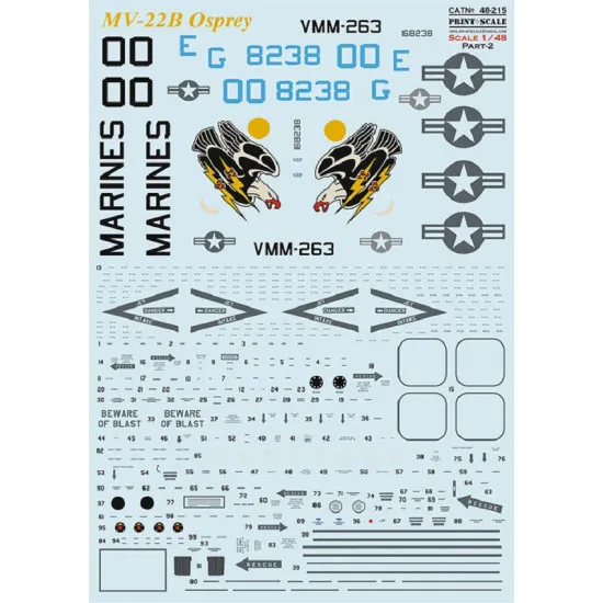 Print Scale 48-215 - 1/48 MV-22B Osprey Part 2 Decal for aircraft