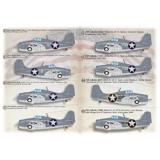 Print Scale 72-441 - 1/72 F4F Wildcat Aces (with 3D instrumental panel) Decal