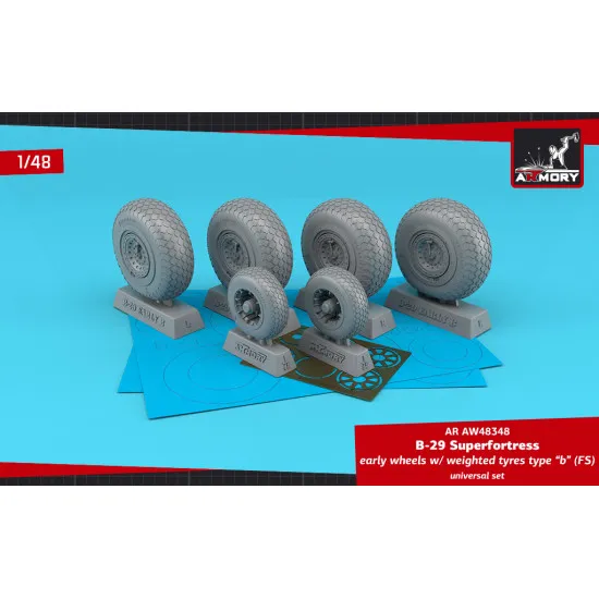 Armory AW48348 1/48 B-29 Superfortress early production wheels w/ weighted tyres