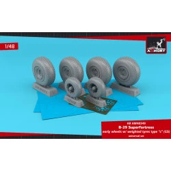 Armory AW48349 1/48 B-29 Superfortress early production wheels w/ weighted tyres