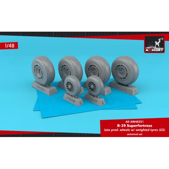 Armory AW48351 - 1/48 B-29 Superfortress late production wheels w/ weighted (GS)