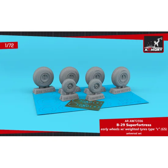 Armory AW72356 1/72 B-29 Superfortress early production wheels w/ weighted tyres