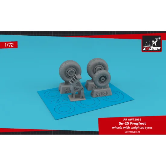 Armory AW72063 - 1/72 Sukhoj Su-25 Frogfoot wheels w/ weighted tires & mudguard