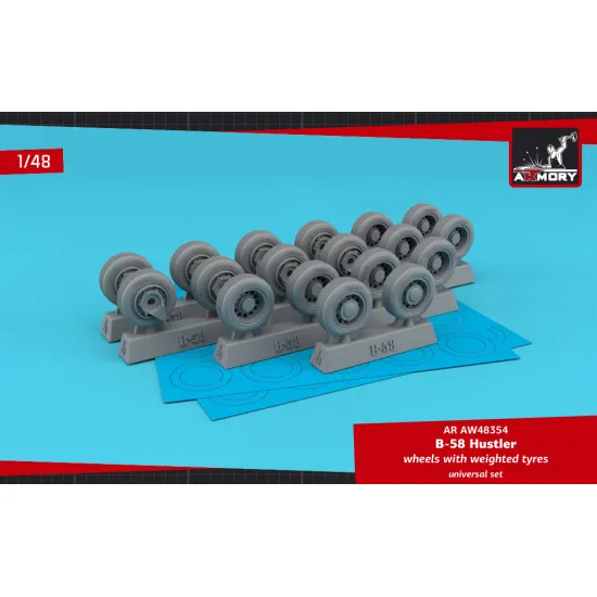 Armory AW48354 - 1/48 B-58 Hustler wheels w/ weighted tyres, For MON, REV