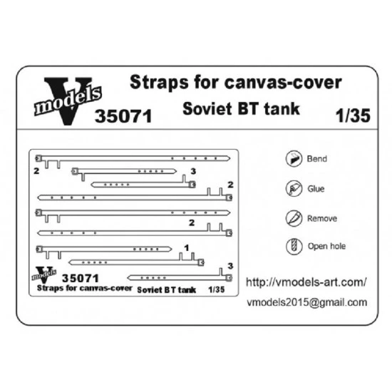 Vmodels 35071 - 1/35 Straps for canvas-cjver Soviet BT tank, photo-etch board