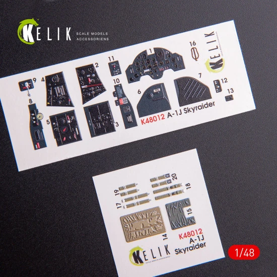 Kelik K48012 - 1/48 scale A-1J Skyraider interior 3D decals for Tamiya kit