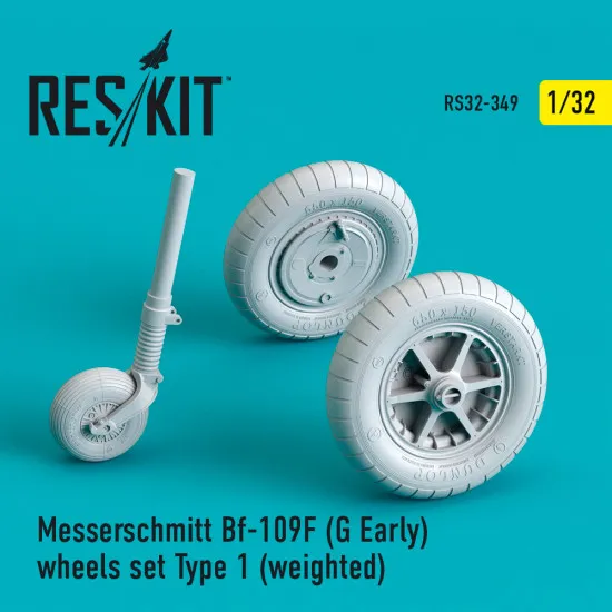 Reskit RS32-0349 - 1/32 Messerschmitt Bf-109F (G Early) wheels Type 1 (weighted)