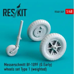Us Stock Reskit Rs48-0349 - 1/48 Messerschmitt Bf-109f G Early Wheels Type 1 Weighted