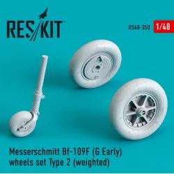 Us Stock Reskit Rs48-0350 - 1/48 Messerschmitt Bf-109f G Early Wheels Type 2 Weighted