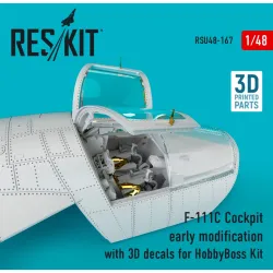 Us Stock Reskit Rsu48-0167 - 1/48 Scale F-111c Cockpit Early Modification With 3d Decals