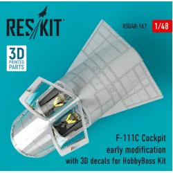 Us Stock Reskit Rsu48-0167 - 1/48 Scale F-111c Cockpit Early Modification With 3d Decals