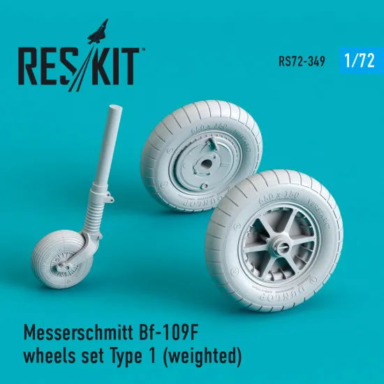 Reskit RS72-0349 - 1/72 Messerschmitt Bf-109F (G Early) wheels Type 1 (weighted)