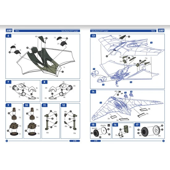 AMP 72-017 - 1/72 Early Horten H IX V1 project with 2 BMW 003 jet engines plastic model