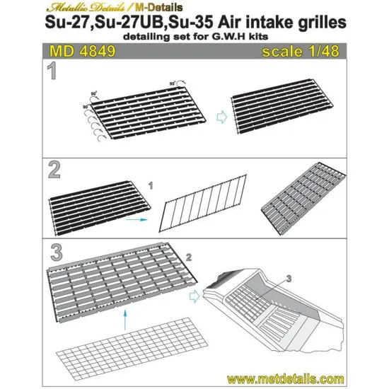 Metallic Details MD4849 - 1/48 Su-27/Su-27UB/Su-35. Air intake grilles. Photoetch for Great Wall Hobby