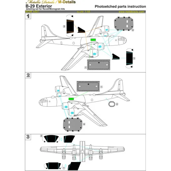 Metallic Details MDM4807 - 1/48 B-29. Exterior. Photoetch, 3D-printed. For Revell/Monogram
