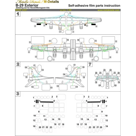 Metallic Details MDM4807 - 1/48 B-29. Exterior. Photoetch, 3D-printed. For Revell/Monogram