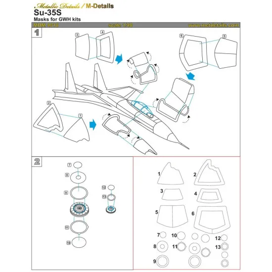 Metallic Details MDM4818 - 1/48 Su-35S. Masks for scale model Great Wall Hobby kit Metallic Details MDM4818 - 1/48 Su-35S. Masks for scale model Great Wall Hobby kit