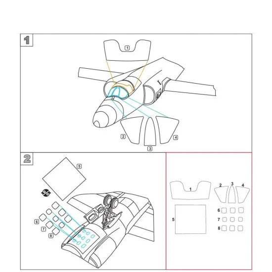 Metallic Details MDM4820 - 1/48 U-2A. Masks for scale model AFV Club kit
