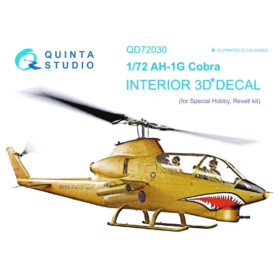 Quinta studio QD72030 - 1/72 Ah-1G 3D Printed & Coloured Interior on Decal Paper (Special Hobby/Revell)