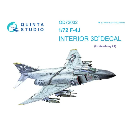 Quinta Studio QD72032 1/72 F-4J 3D-Printed and Coloured Interior on Decal Paper (Academy) Quinta Studio QD72032 1/72 F-4J 3D-Printed and Coloured Interior on Decal Paper (Academy)