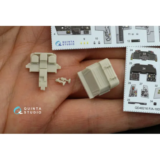Quinta studio QD48216 1/48 F/A-18D Late 3D-Printed and Coloured Interior on Decal Paper with Resin Parts Kinetic