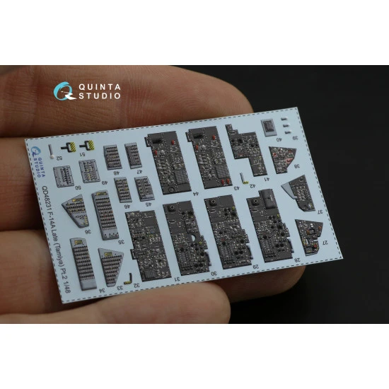 Quintas studio QD48231 - 1/48 F-14A Late 3D-Printed & Coloured Interior on Decal Paper (Tamiya)