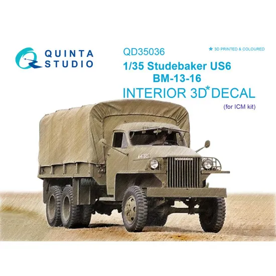 Quinta Studio QD35036 - 1/35 Studebaker US6 3D-Printed & Coloured Interior on Decal Paper (ICM) Quinta Studio QD35036 - 1/35 Studebaker US6 3D-Printed & Coloured Interior on Decal Paper (ICM)