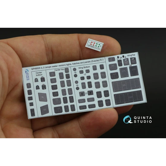 Quinta's studio's QP48005 - 1/48 IL-2 (single seater) lights, hatches and panels for Zvezda model kit