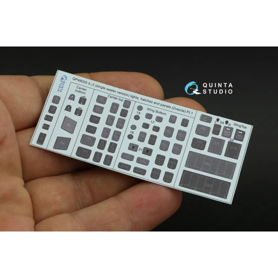 Quinta's studio's QP48005 - 1/48 IL-2 (single seater) lights, hatches and panels for Zvezda model kit