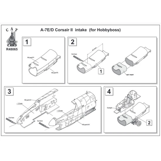 CAT4-R48065 - 1/48 A-7E/D Corsair II intake for Hobbyboss scale plastic model kit