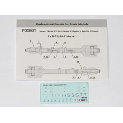 Foxbot Decals 72-050 - 1/72 Soviet Missile R-73 (AA-11 Archer) & 7/8 points of Digital Su-27 Stencils
