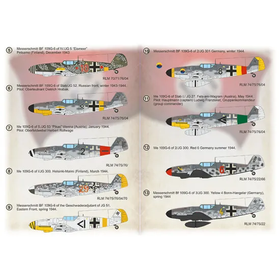 Print Scale PRS72-455 - 1/72 Messerschmitt BF109G-6 Wet Decals for aircraft model