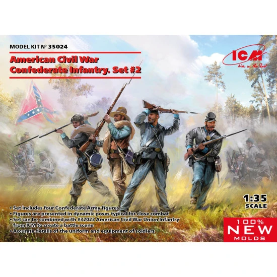 ICM 35024 - 1/35 American Civil War Confederate Infantry, scale plastic model kit