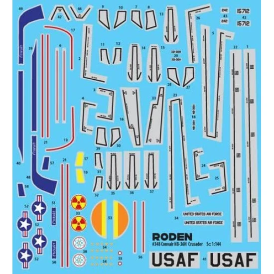 Roden 348 - 1/144 Convair NB-36H Crusader, scale plastic model kit