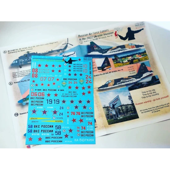 Print Scale 72-457 1/72 Russian Air Force Losses in the 2022 Ukraine Invasion for Su-25, Su-34, An-26, Mi-24P, Mi-8AMTSh, Ka-52