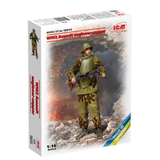 Us Stock Icm 16013 - 1/16 Ww2 Assault Engineer-sapper, Scale Plastic Model Kit