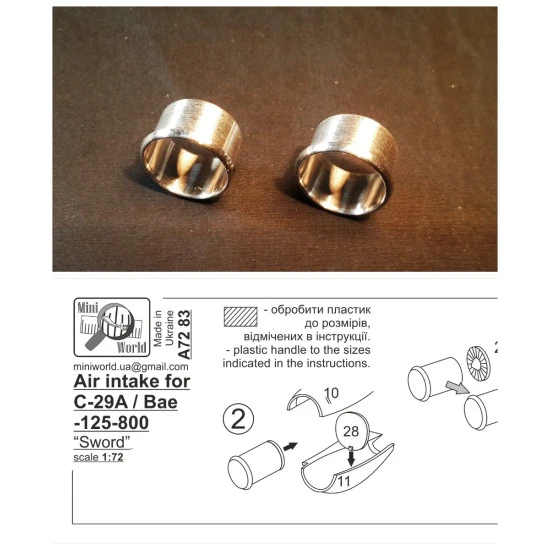 Mini World 7283 - 1/72 Air intakes for C-29A / BAe-125-800 SWORD new