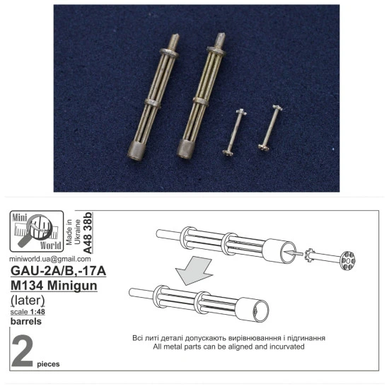 Mini World 4838b - 1/48 M134 Minigun (later) barrels (2 pieces) (USA) new