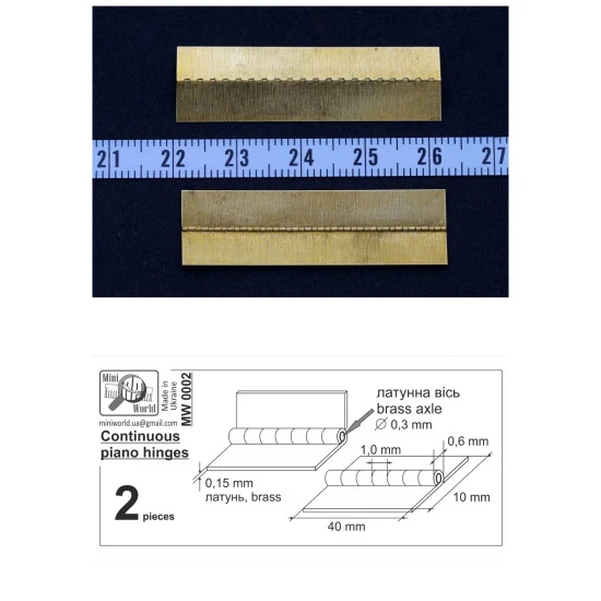 Mini World MW0002 - 1/32, 1/48, 1/72 Continuous piano hinges ( 2 pieces ) new