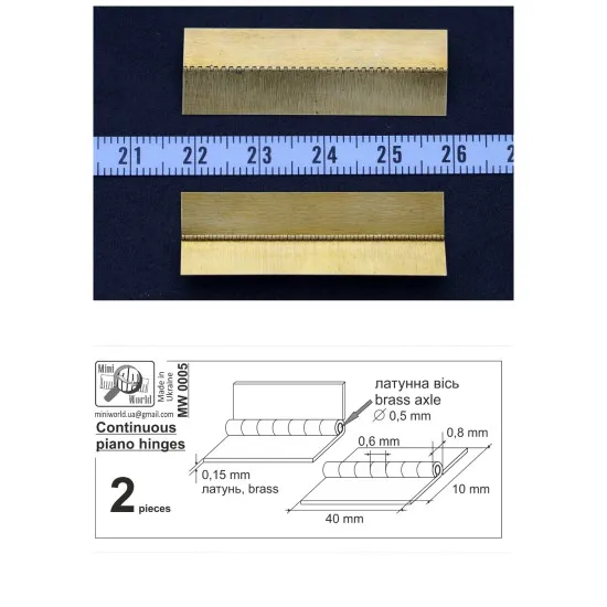 Mini World MW0005 - 1/32, 1/48, 1/72 Continuous piano hinges ( 2 pieces ) new