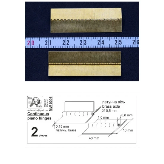 Mini World MW0006 - 1/32, 1/48, 1/72 Continuous piano hinges ( 2 pieces ) new