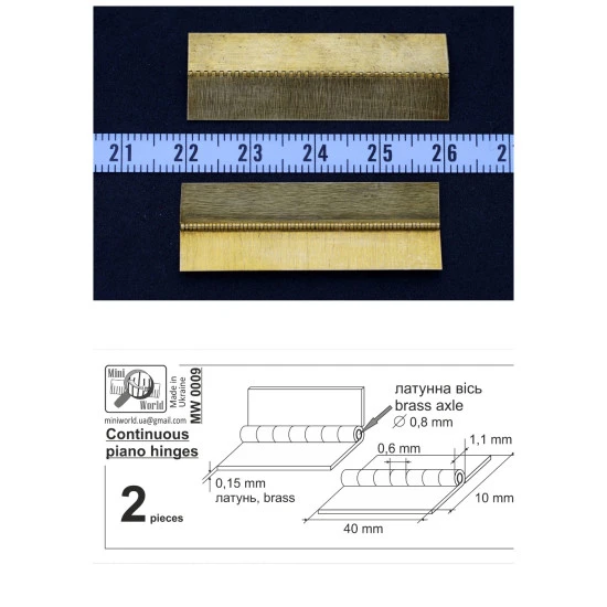 Mini World MW0009 - 1/32, 1/48, 1/72 Continuous piano hinges ( 2 pieces ) new
