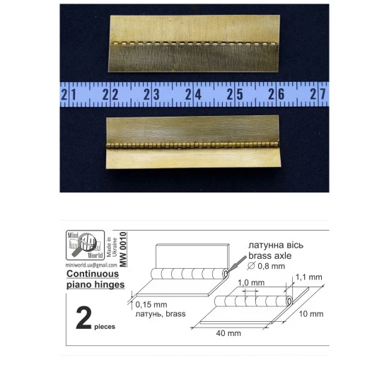Mini World MW0010 - 1/32, 1/48, 1/72 Continuous piano hinges ( 2 pieces ) new