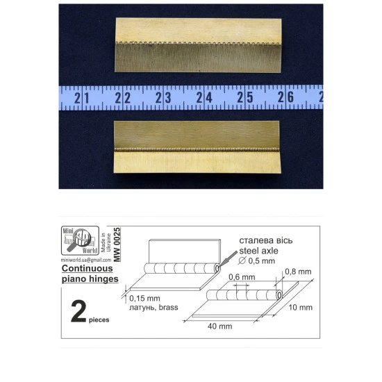 Mini World MW0025 - 1/32, 1/48, 1/72, Continuous piano hinges ( 2 pieces ) new