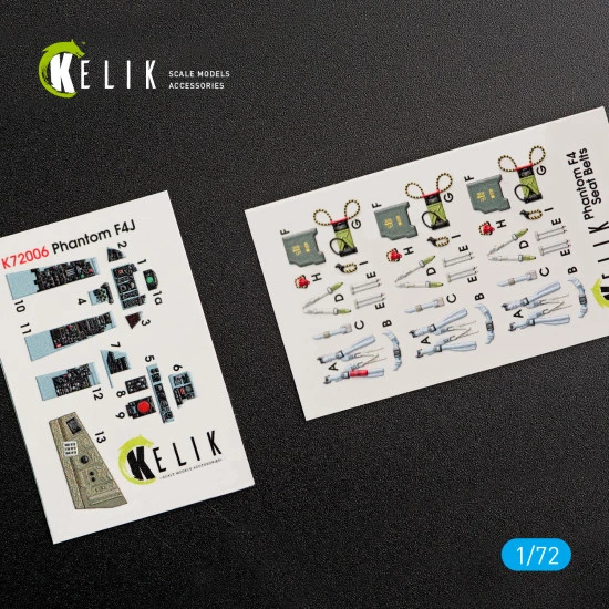 Kelik K72006 - 1/72 F-4J Phantom II interior 3D decals for FineMolds kit Kelik K72006 - 1/72 F-4J Phantom II interior 3D decals for FineMolds kit
